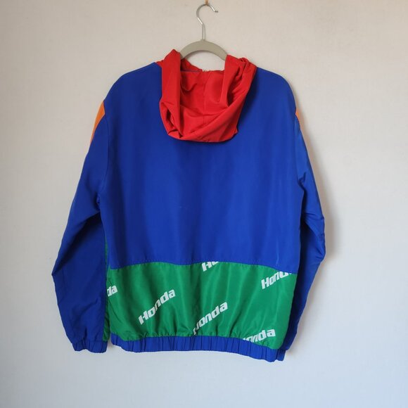 Honda Racing Colorblock Half-Zip Hooded Windbreaker Anorak Jacket Unisex - Picture 6 of 9